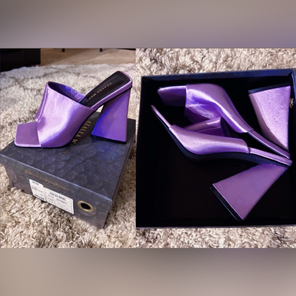 Purple Open-Toe Heeled Mules